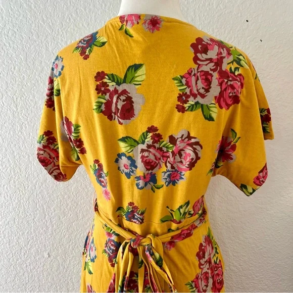 Matilda Jane Alana Jersey Knit Floral Maxi Wrap Dress Mustard Women's Small - Picture 8 of 12